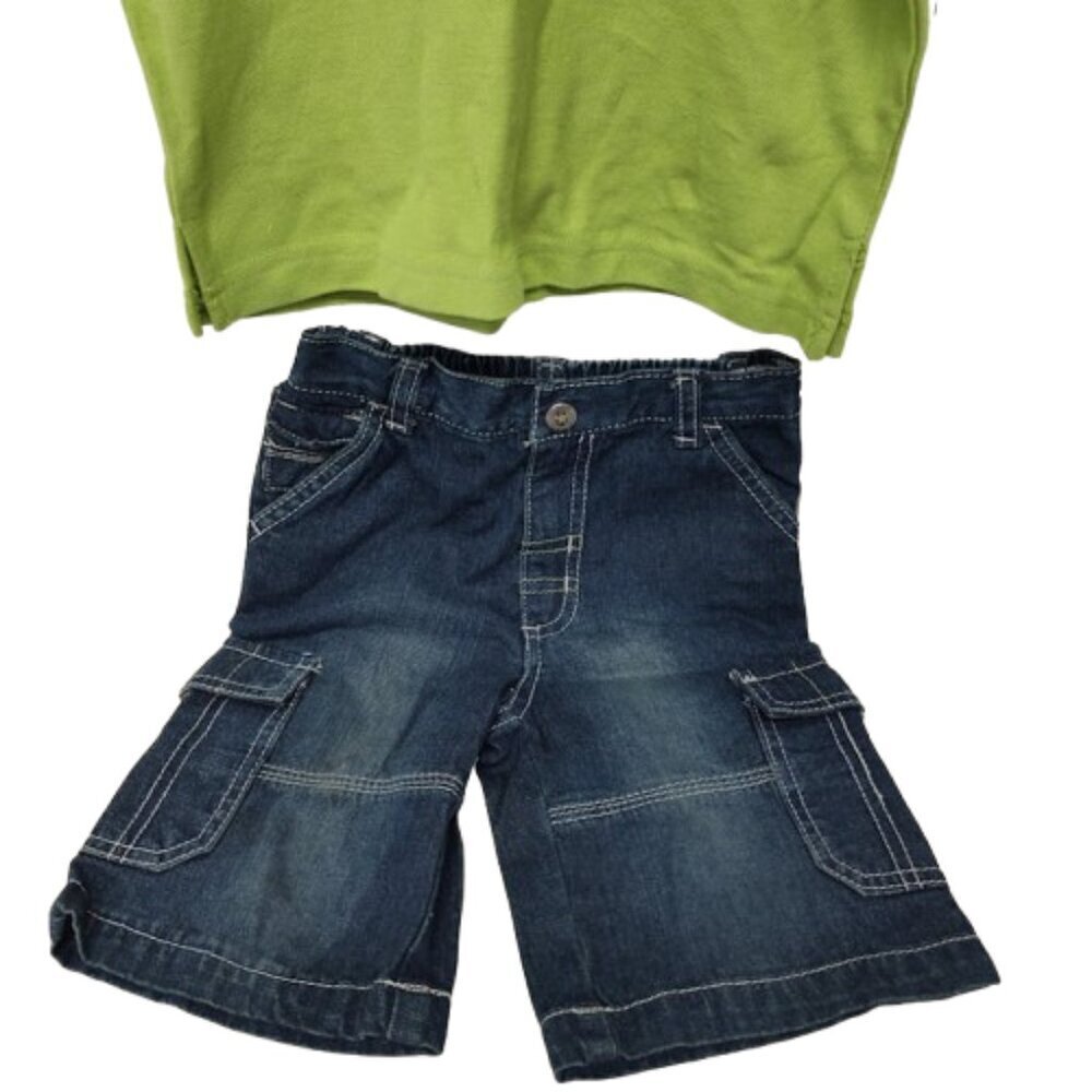 Signature Kids Headquarters 2 Piece Denim Shorts and Collared Tee 3T Boys NWT - Picture 2 of 7